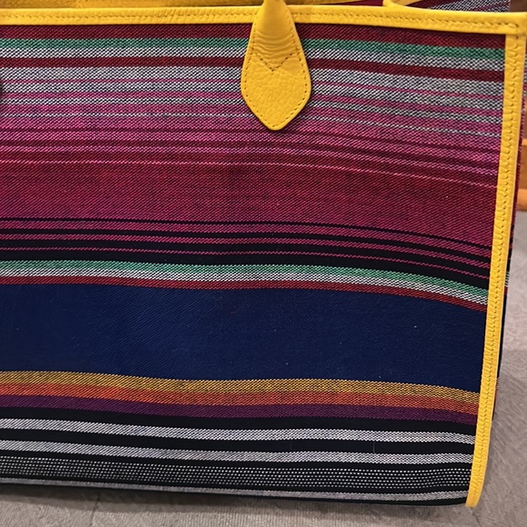 Laddu handmade canvas stripe and leather tote - Picture 3 of 6